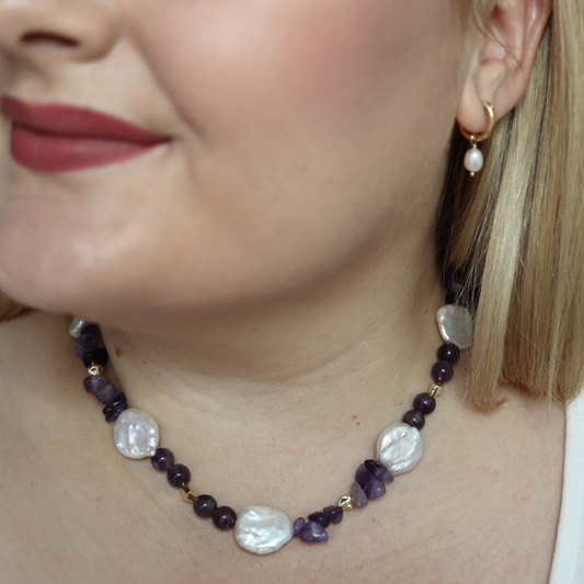 Violet Tide - Crystals, Keshi Pearls & Gold Accents for a Dreamy Coastal Glow