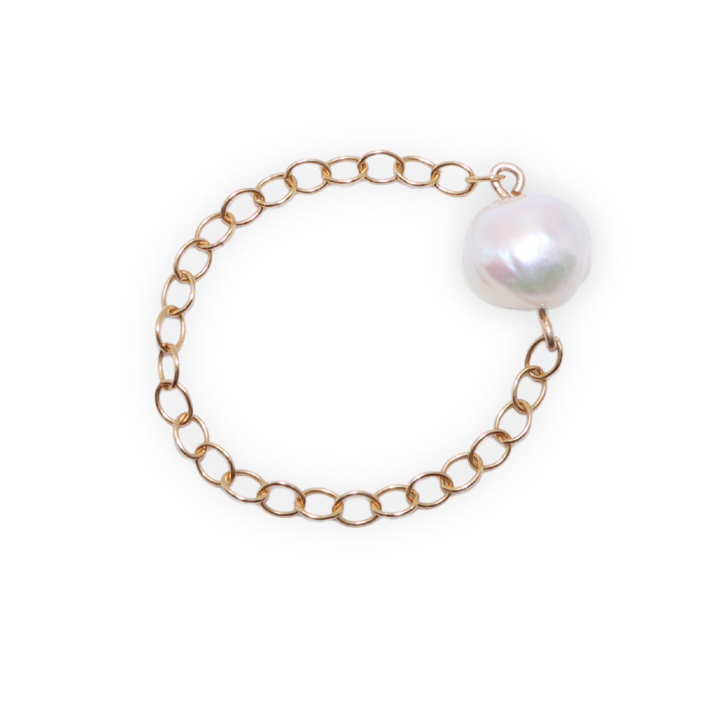 A stunning pearl ring featuring a delicate gold chain, embodying grace in every detail.
