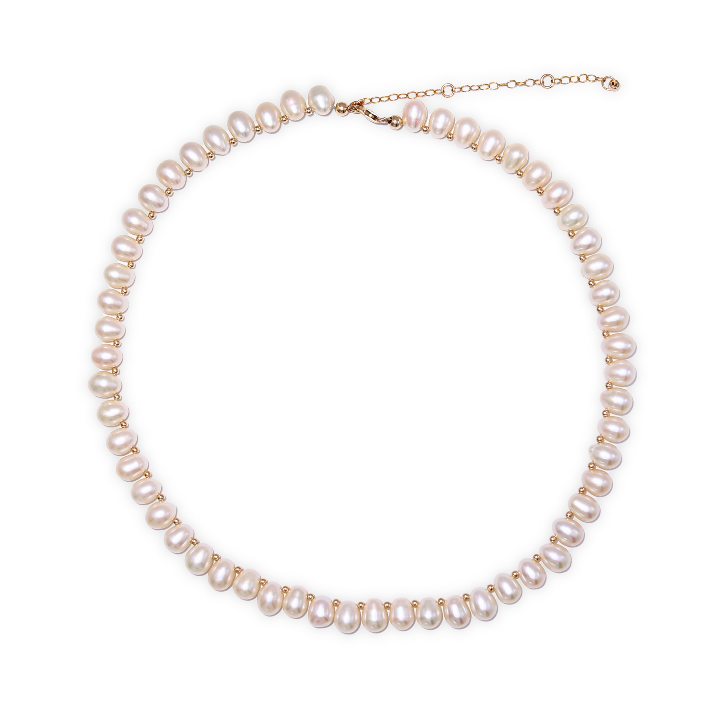A stunning ivory teardrop pearl necklace complemented by gleaming gold beads, embodying elegance and classic style.