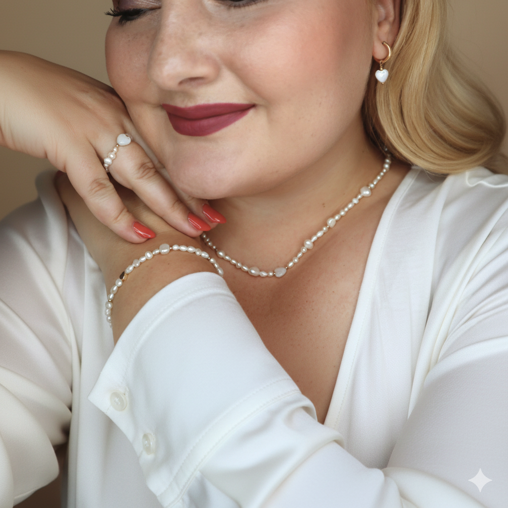 Selene Hearts, Beads and Pearls Necklace