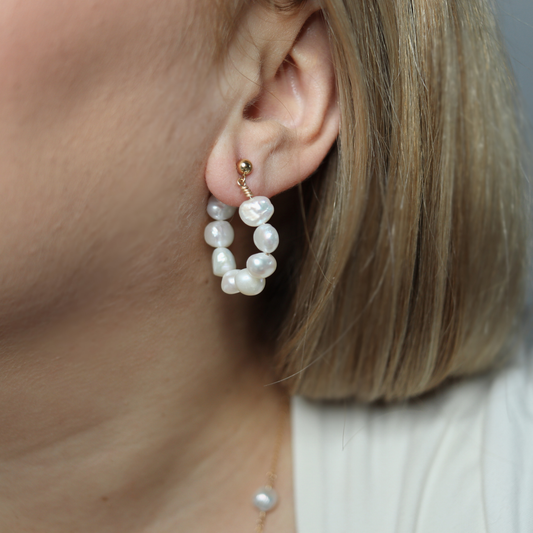 Iris Baroque Pearl Hoop Earrings