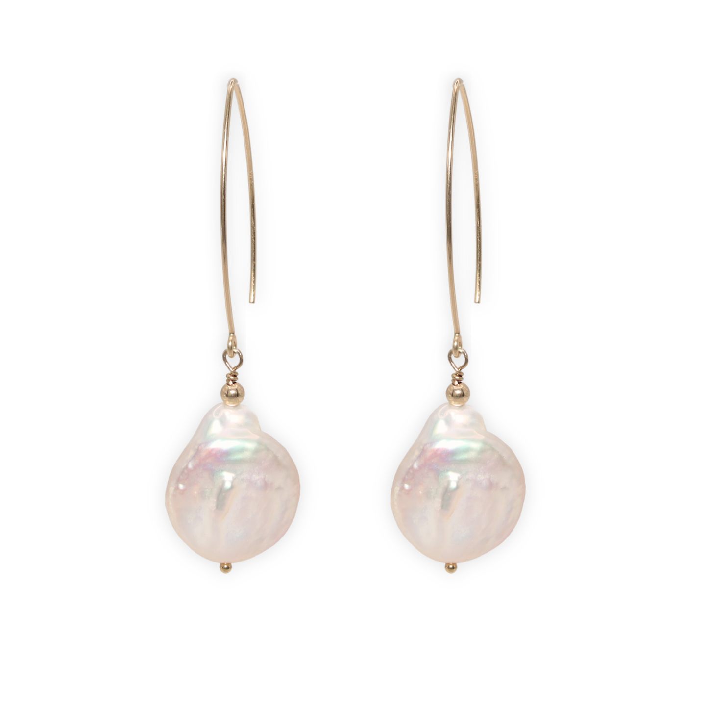 Featuring stunning large baroque pearls and an elegant V-shaped design, these earrings will elevate any outfit with a touch of sophistication and refinement.