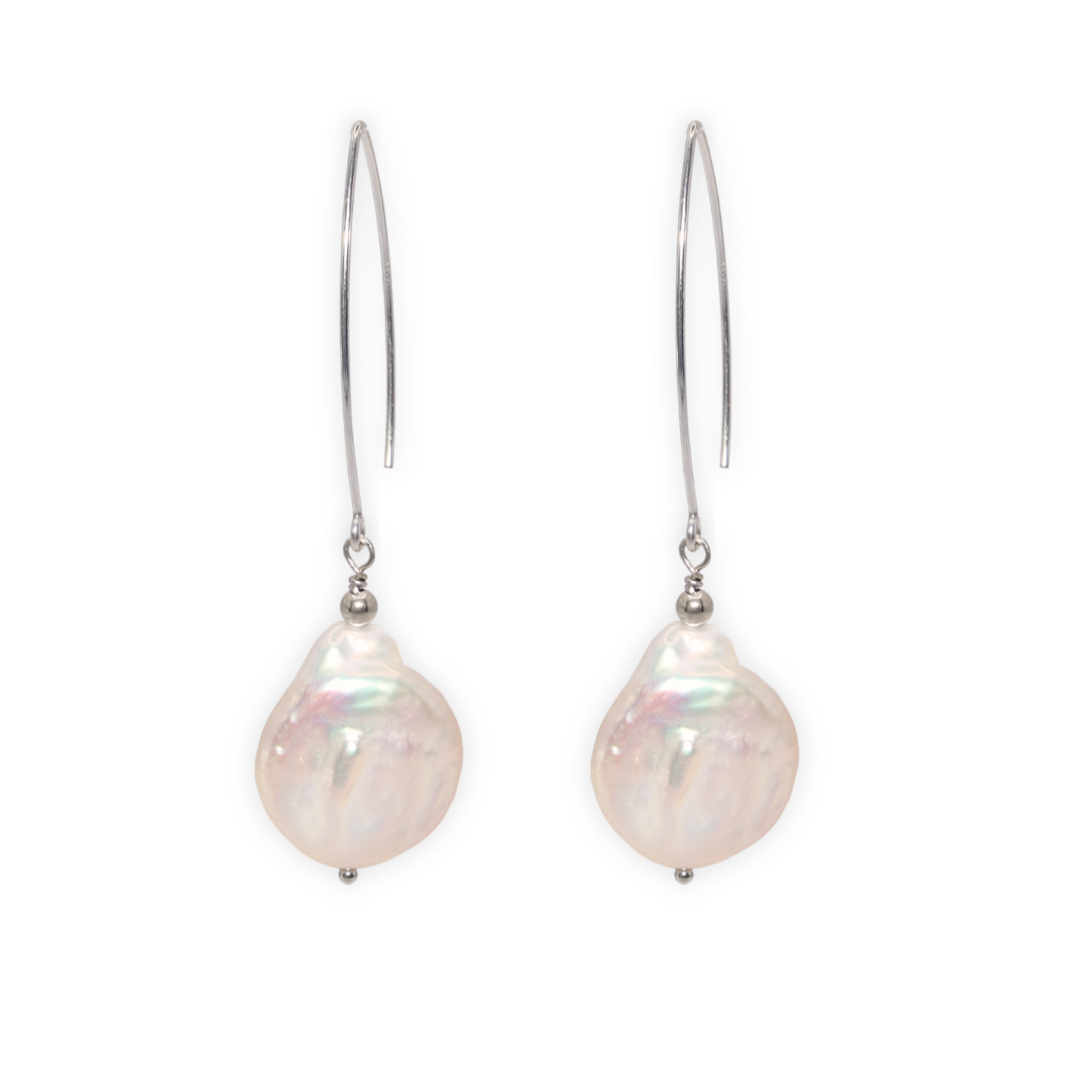 Featuring stunning large baroque pearls and an elegant V-shaped design, these earrings will elevate any outfit with a touch of sophistication and refinement.