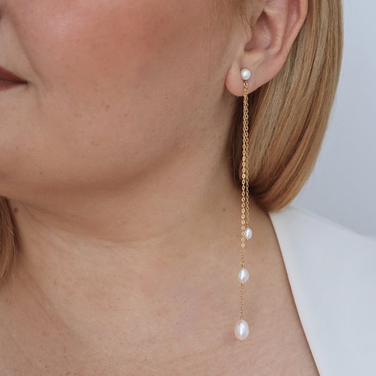 Isadora Waterfall Drop Pearl Earrings