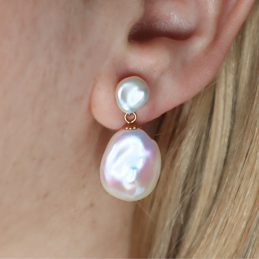 Seraphine Sculptural Baroque Pearl Drop Earrings