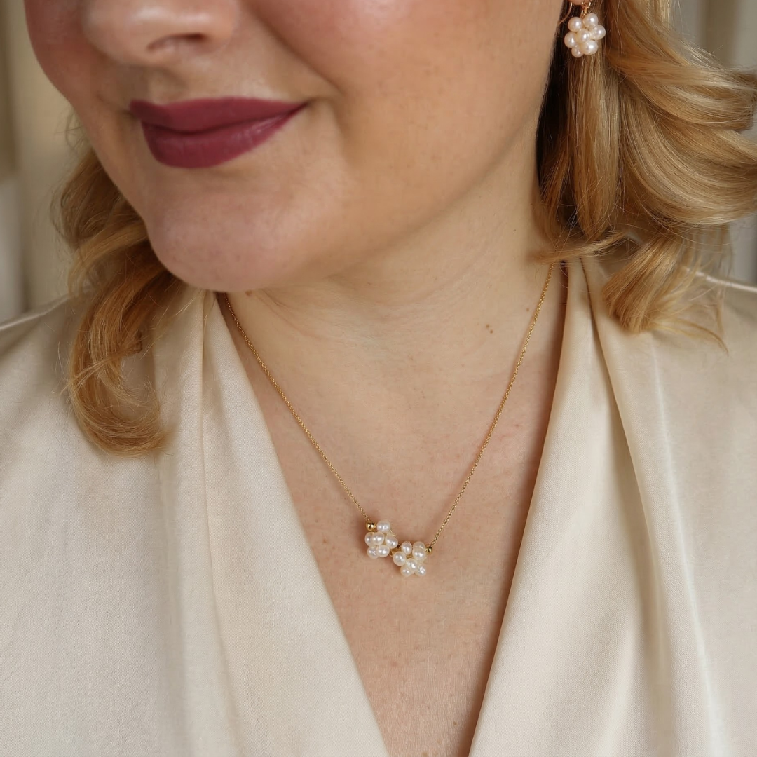 Rosalie Two Pearl Blossom Necklace