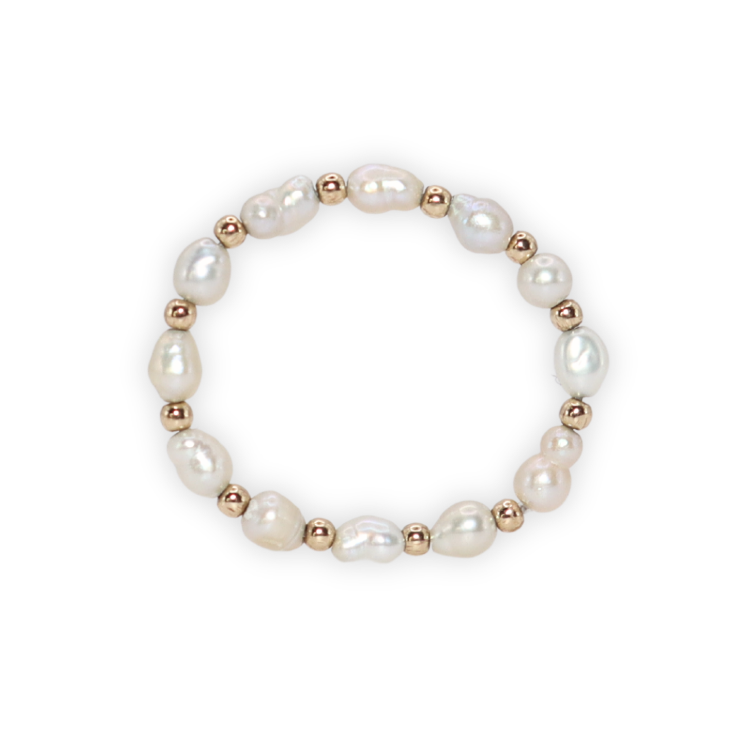 A luxurious white pearl ring embellished with radiant gold beads, perfect for adding a touch of elegance to any ensemble.