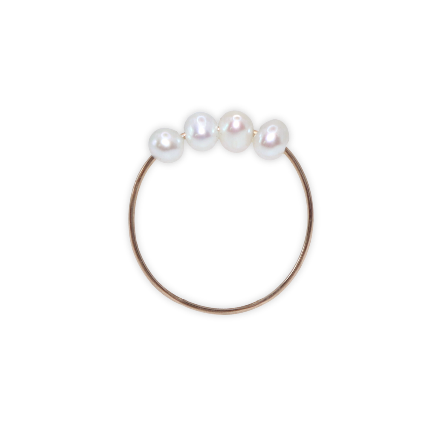 A stunning white pearl ring featuring four exquisite pearls set on a luxurious gold band, radiating elegance and sophistication.