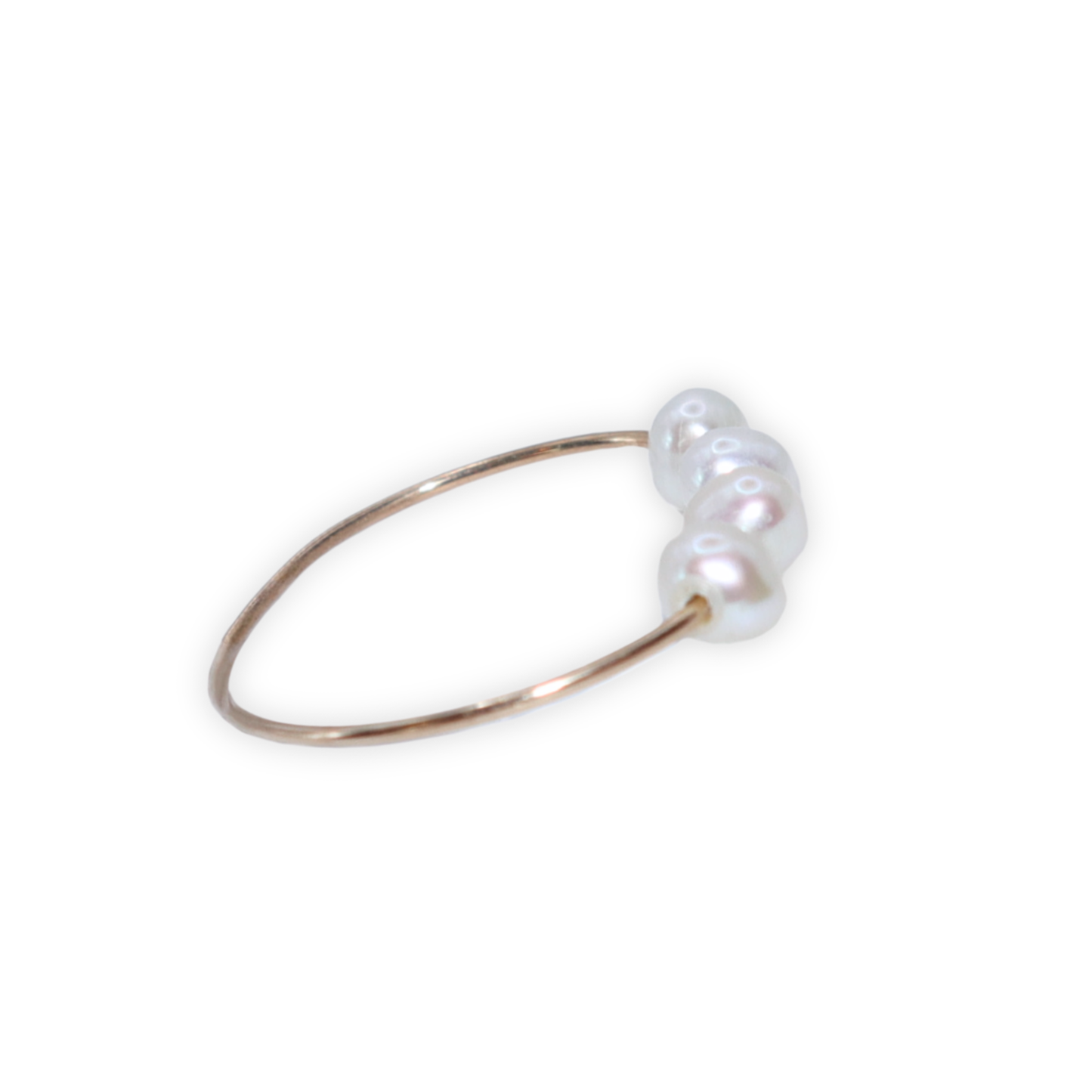 A stunning white pearl ring featuring four exquisite pearls set on a luxurious gold band, radiating elegance and sophistication.