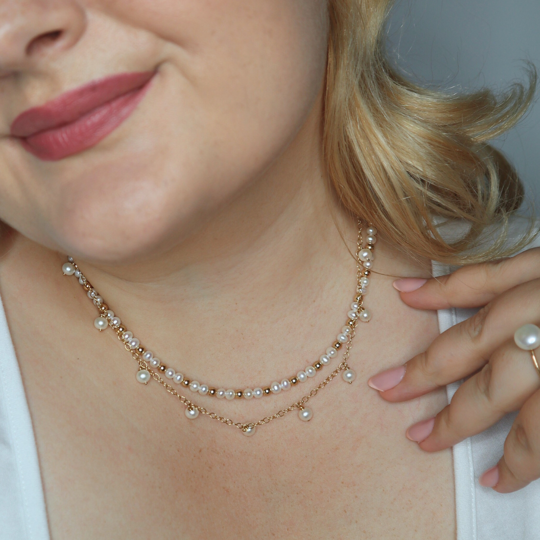 Alba Round Pearl Drops Necklace