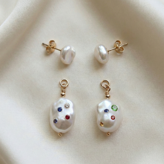Gemmelle 3 in 1 Convertible Baroque Pearl Earrings
