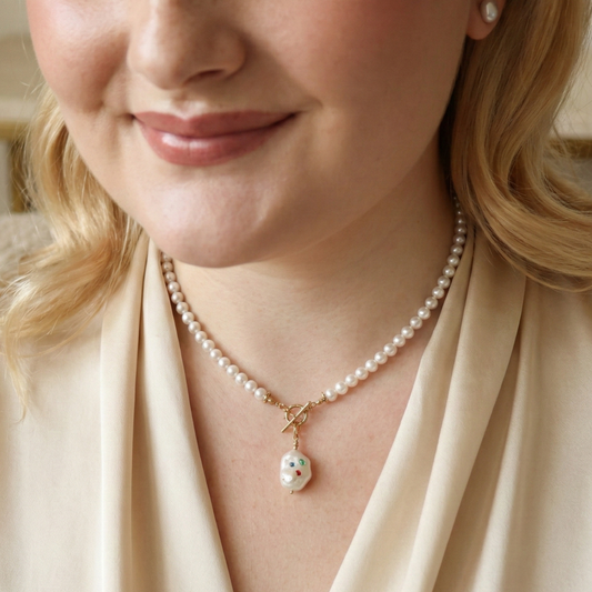 Gemmelle Bejeweled Baroque Pearl Charm with Clasp