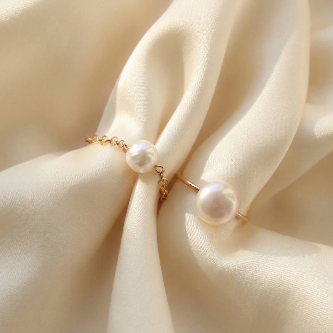 Luna Baroque Pearl Chain Ring