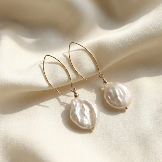 Kaia Large Baroque Pull Through Earrings