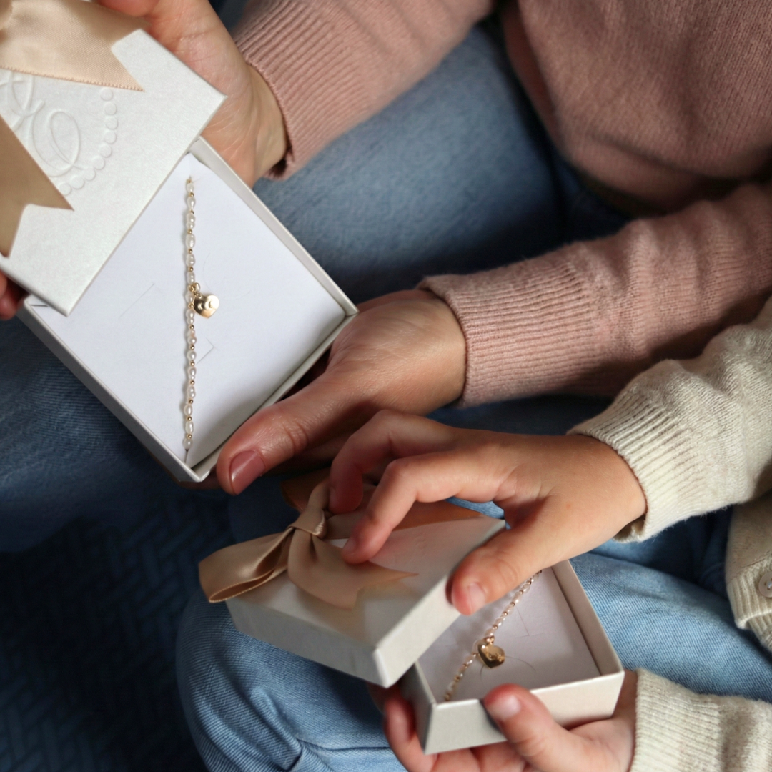 Spark of Love Pearl and Beads Necklace with Personalised Heart Charm