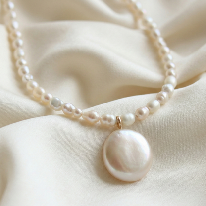 Maya Seed and Coin Pearl Necklace