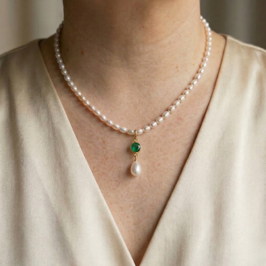 Genevive Birthstone Pendant Pearl Necklace