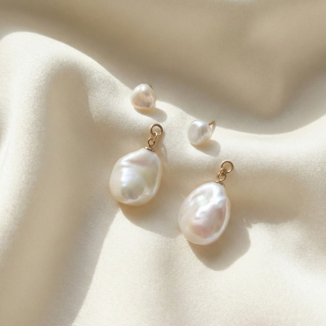 Seraphine 3 in 1 Convertible Baroque Pearl Drop Earrings