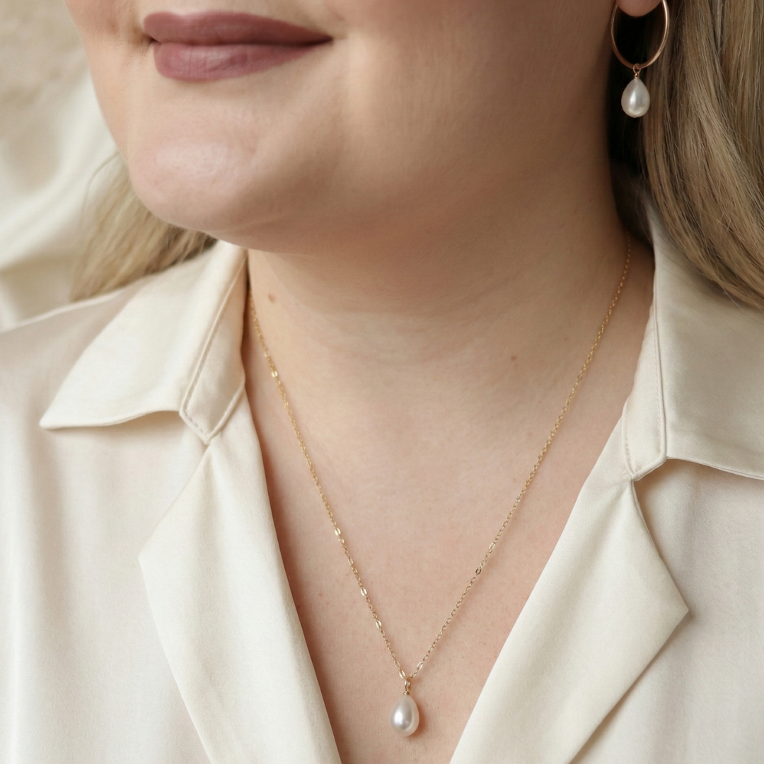 Ella Teardrop Pearl Chain Necklace