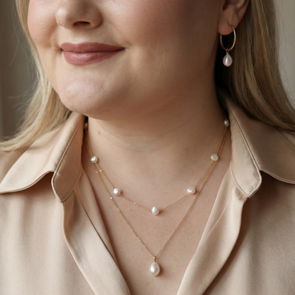 Ella Teardrop Pearl Chain Necklace