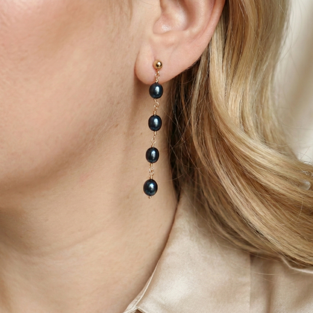 Amelia Black Pearl Drop Earrings