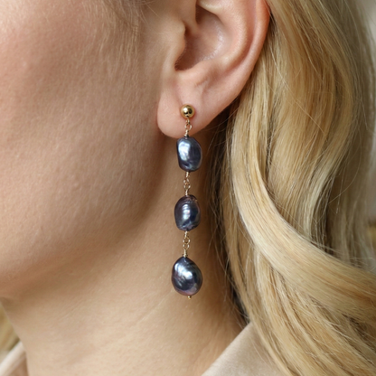 Elara Black Pearl Drop Earrings