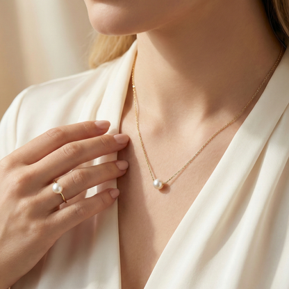 Lily Large Single Round Pearl Necklace
