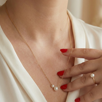Mia Double Round Pearl Necklace