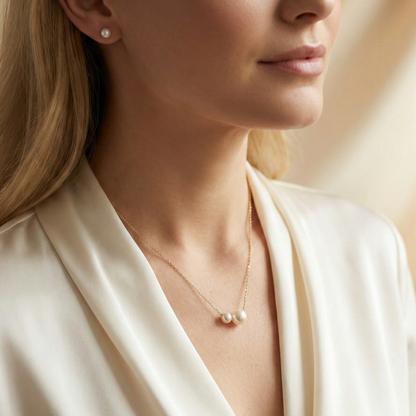 Mia Double Round Pearl Necklace