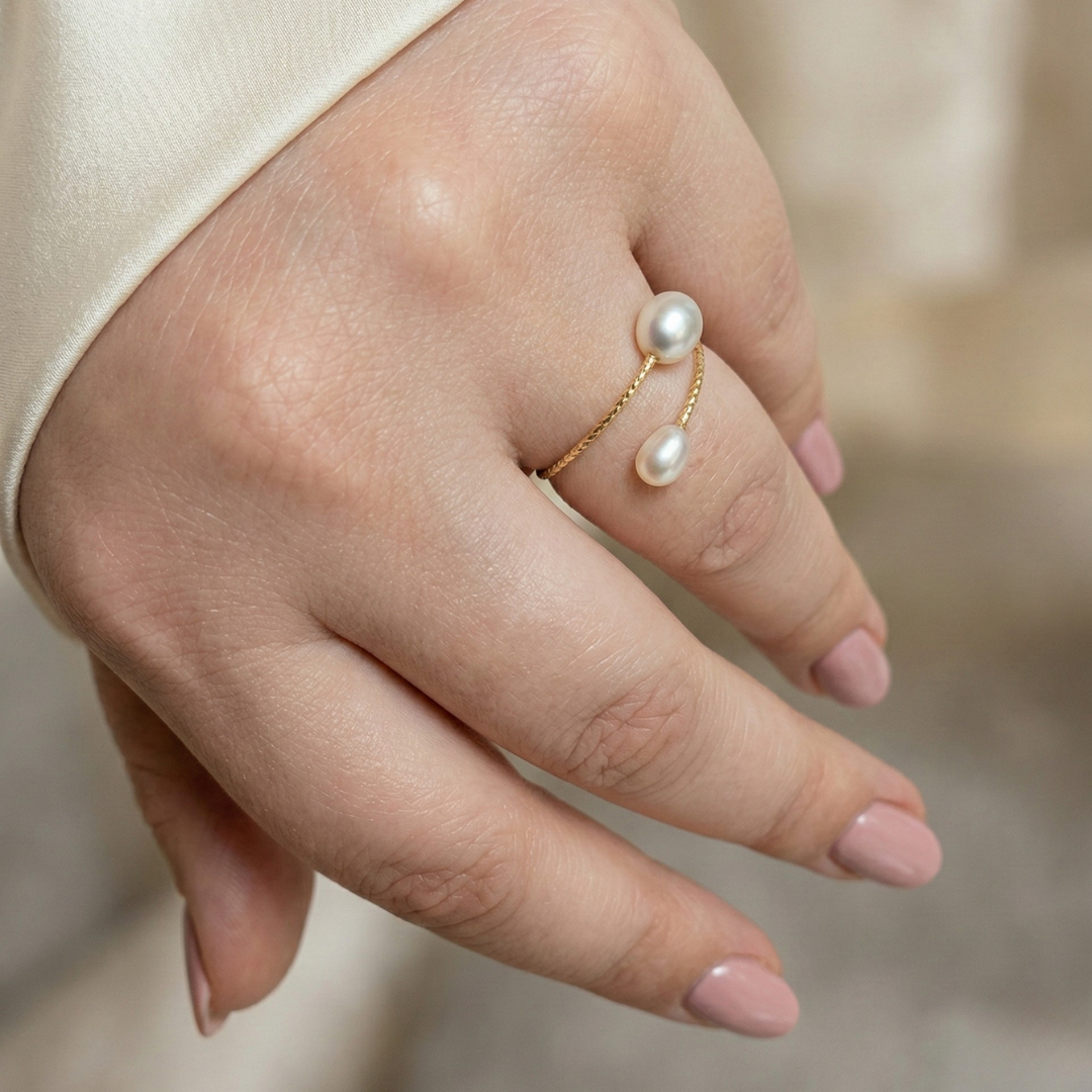 Ella Wrap Teardrop Pearl Ring