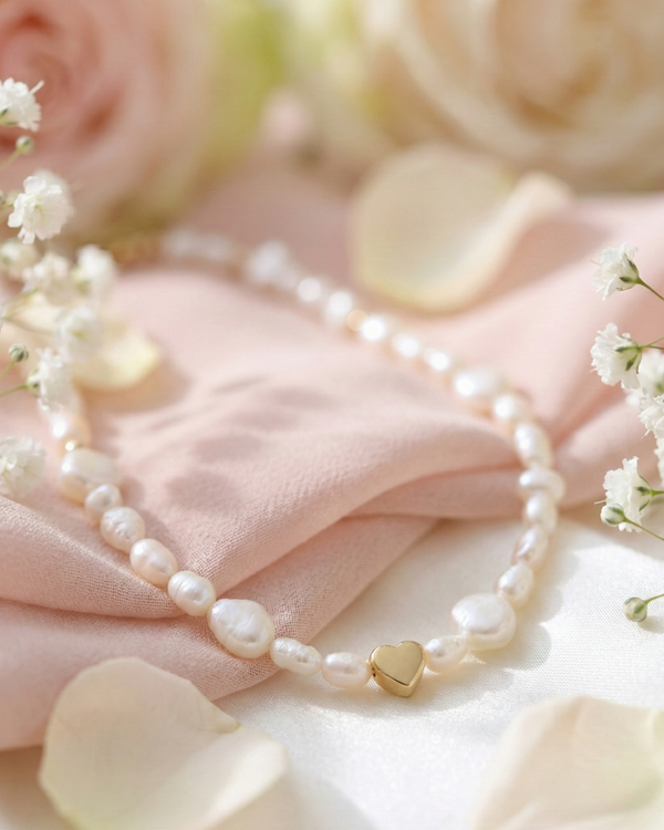 Selene Hearts, Beads and Pearls Necklace