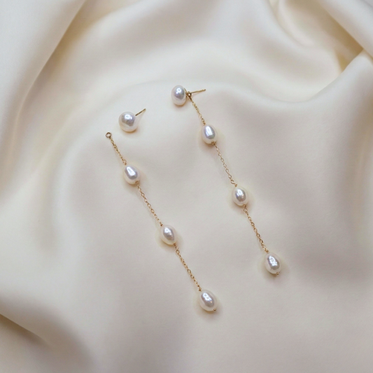 Maria 3 in 1 Convertible Long Pearl Earrings