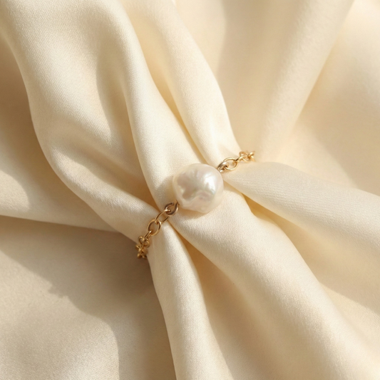 Luna Baroque Pearl Chain Ring