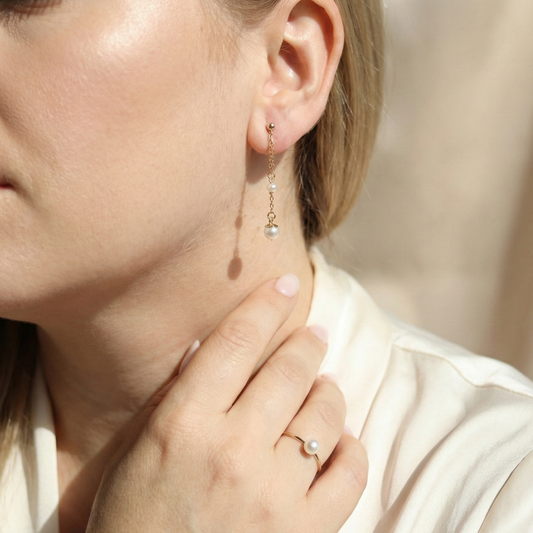 Olivia Round Pearls Dangle Earrings