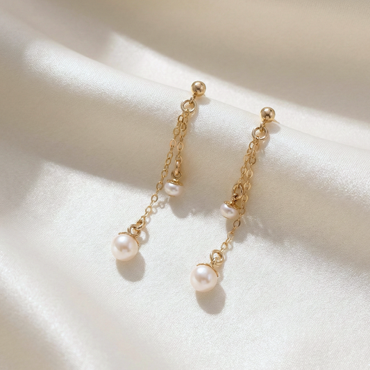 Olivia Round Pearls Dangle Earrings