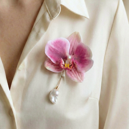 Orchid Baroque Pearl Brooch