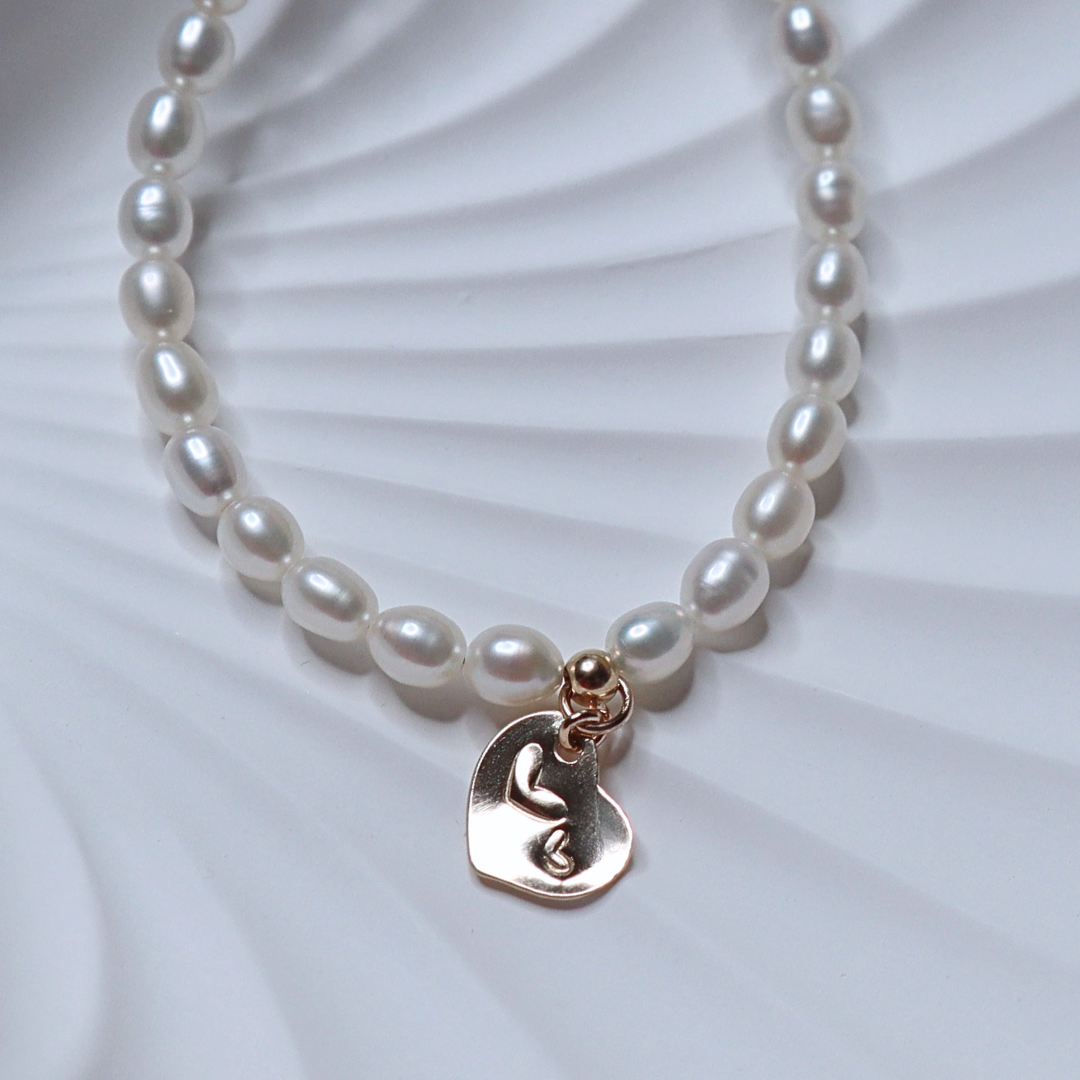 Timeless Bond Pearl Necklace with Personalised Heart Charm