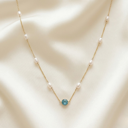 Ella Birthstone Pearl Chain Necklace