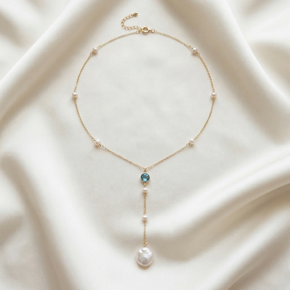 Bianca Birthstone & Coin Pearl Lariat Necklace