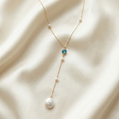 Bianca Birthstone & Coin Pearl Lariat Necklace