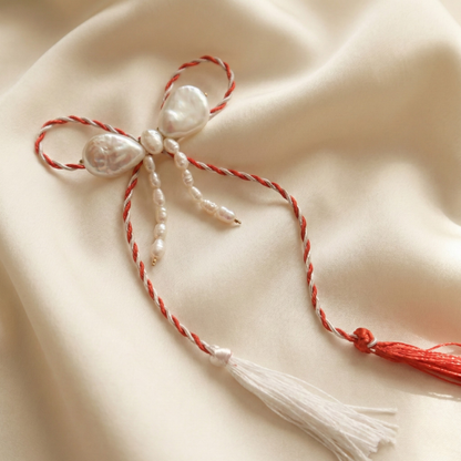 Evelyn Bow Pearl Brooch