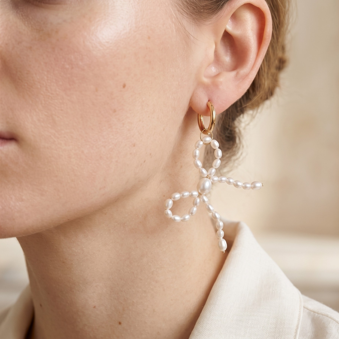 Lottie 2 in 1 Pearl Bow Earrings