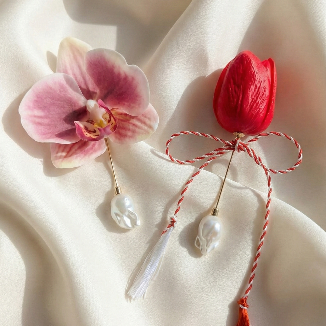 Orchid Baroque Pearl Brooch