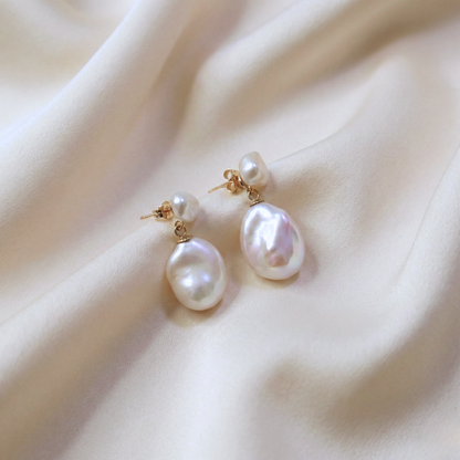 Seraphine 3 in 1 Convertible Baroque Pearl Drop Earrings