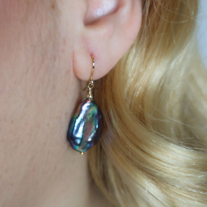 Celeste Black Baroque Pearl Drop Earrings