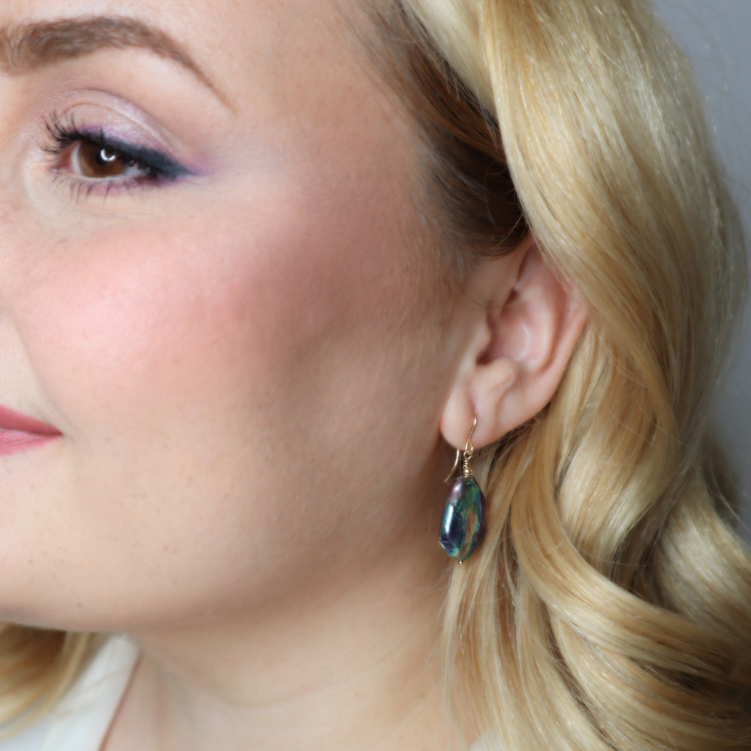 Celeste Black Baroque Pearl Drop Earrings