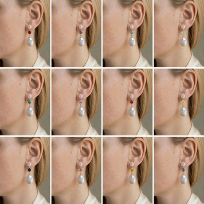 Seraphine Birthstone & Baroque Pearl Drop Earrings