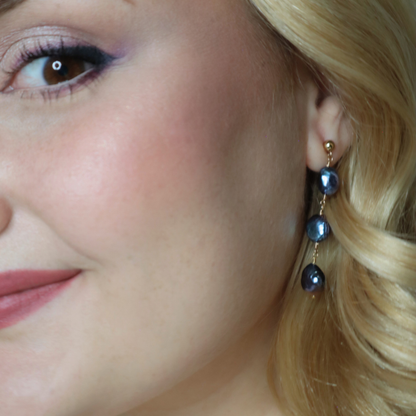 Elara Black Pearl Drop Earrings