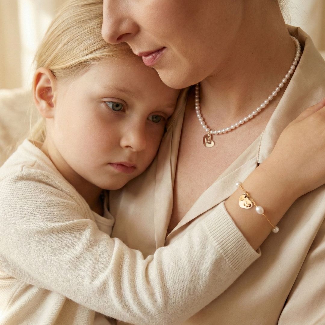 Timeless Bond Pearl Necklace with Personalised Heart Charm