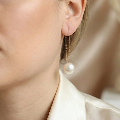 Maya Coin Pearl Threader Earrings